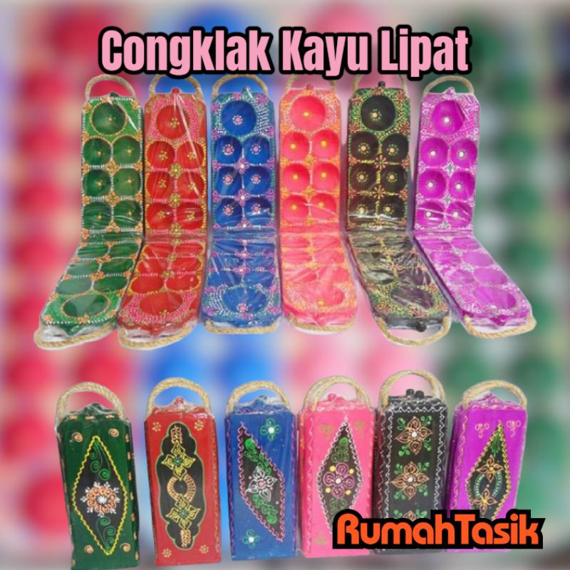 Mainan Congklak Kayu Lipat / Dakon Kayu Lipat Motif Lukis Free Biji Kerang Asli 100pcs