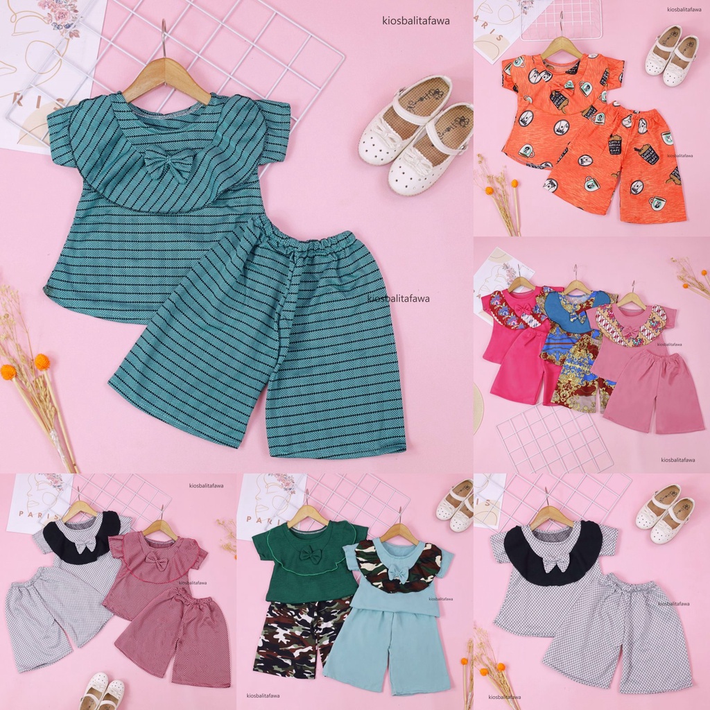 Set Kylie Anak uk 1-2 Tahun - Atasan Bawahan Kulot Perempuan Setelan Baju Import Model Dress Cewek Babycinnamon