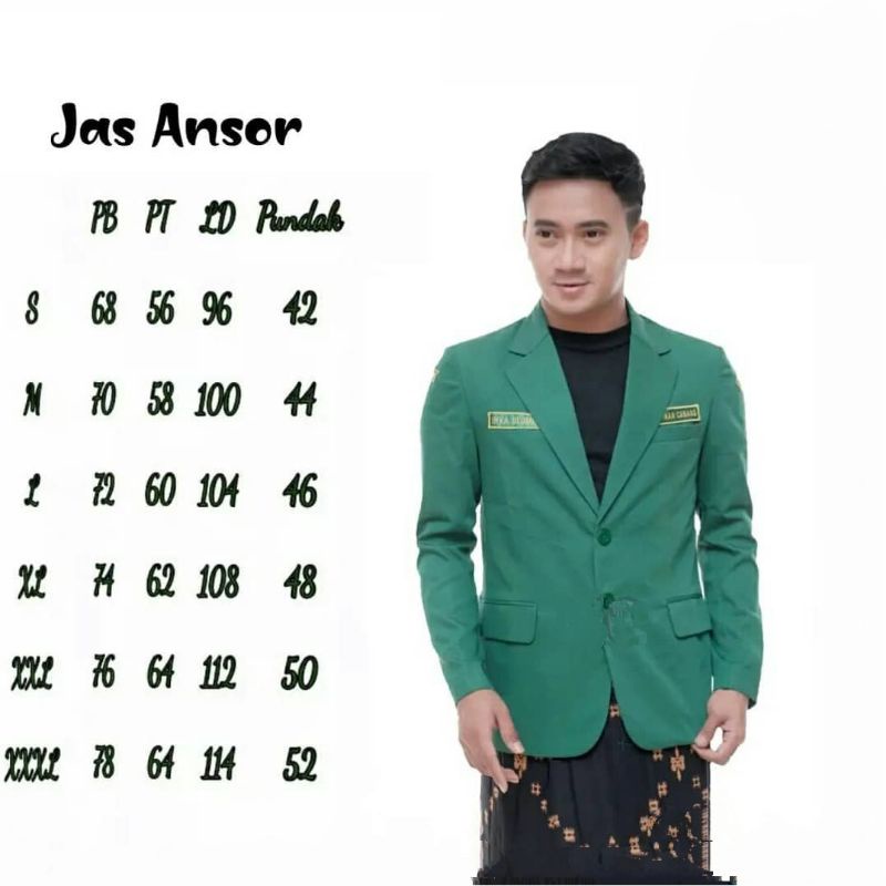 Jas Ansor Lengan Panjang Bordir Nama &amp; Pimpinan Wilayah – Seragam Resmi GP Ansor