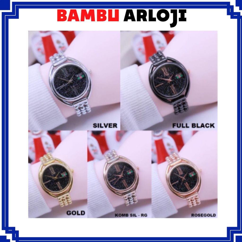 ( BAJ )JAM TANGAN MURAH GUESS FASHION RANTAI BULET PLAT HITAM ROMAWI CLASSIC // GS042