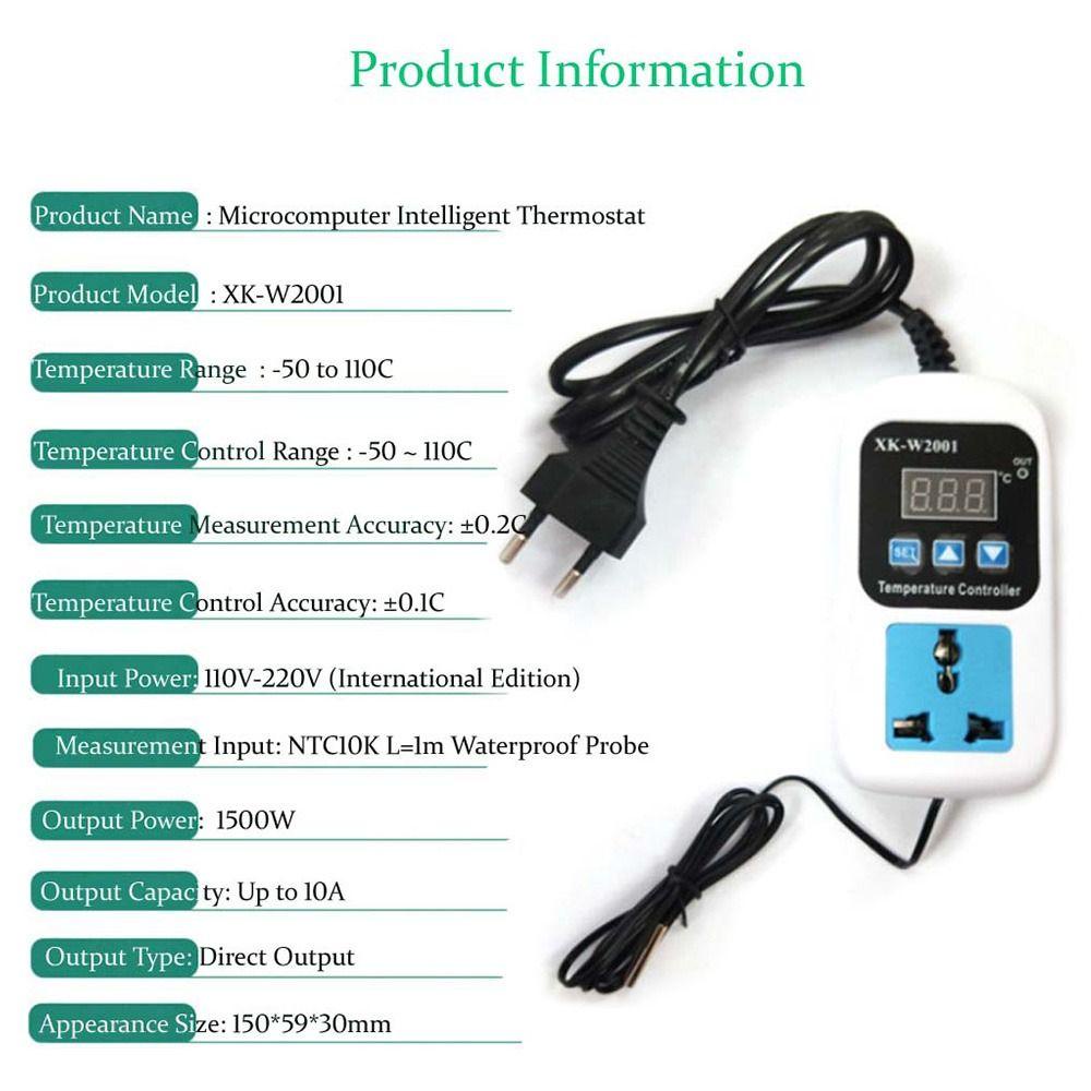 Solighter Termostat Digital Thermostat Microkomputer Outlet NTC Sensor US/EU Plug Adjustable Thermoregulator Relay