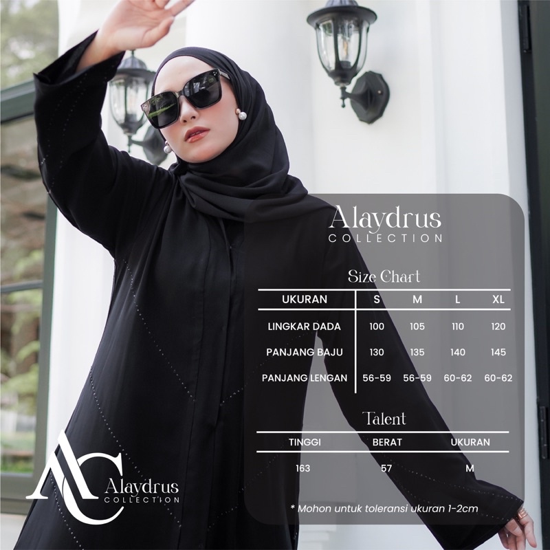 Abaya Syari Gamis Hitam Arab Saudi Outer Kombinasi Mata Hitam 881