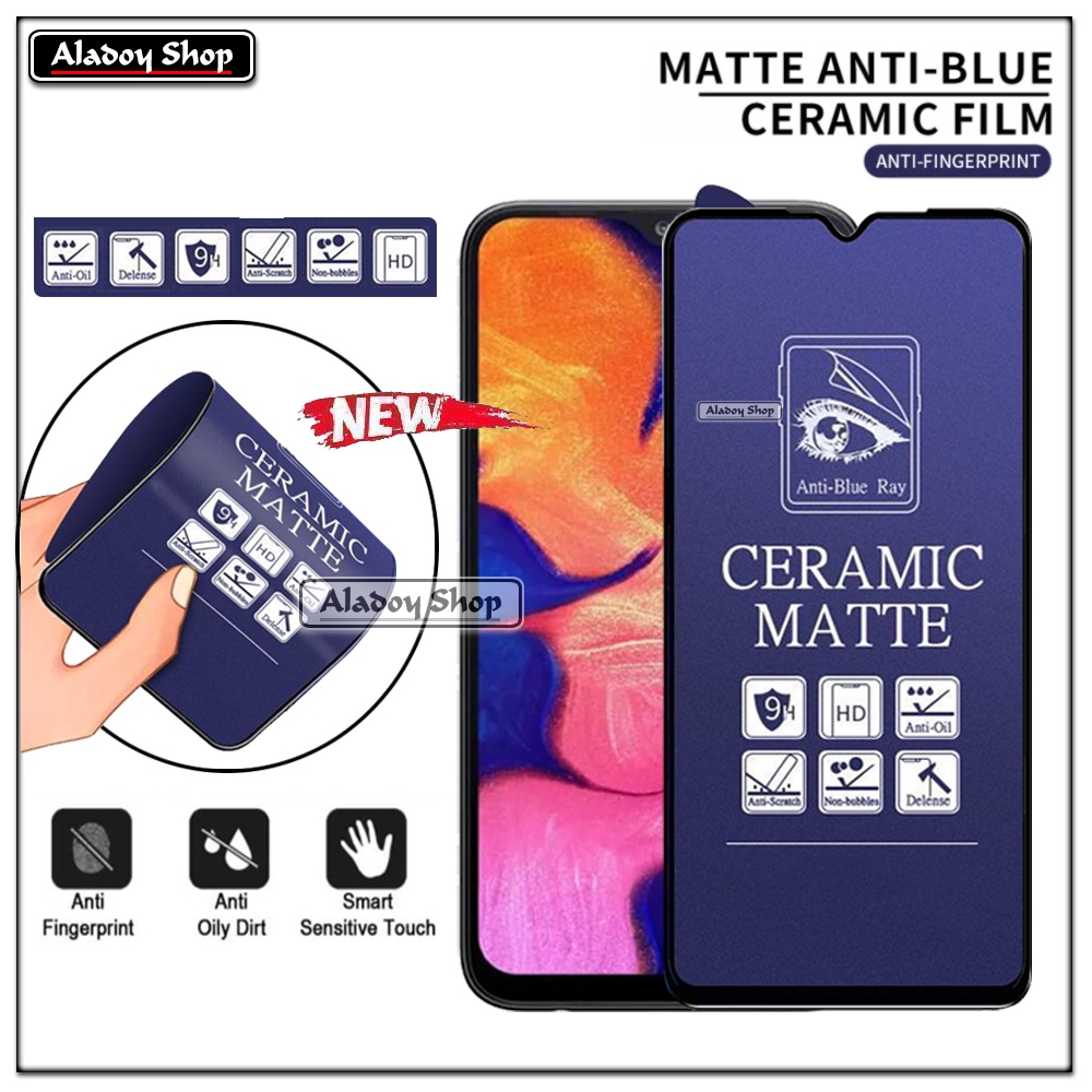 PAKET 3IN1 Anti Gores Blue Matte Anti Glare Samsung A10 + Tempered Glass Camera dan Skin Carbon