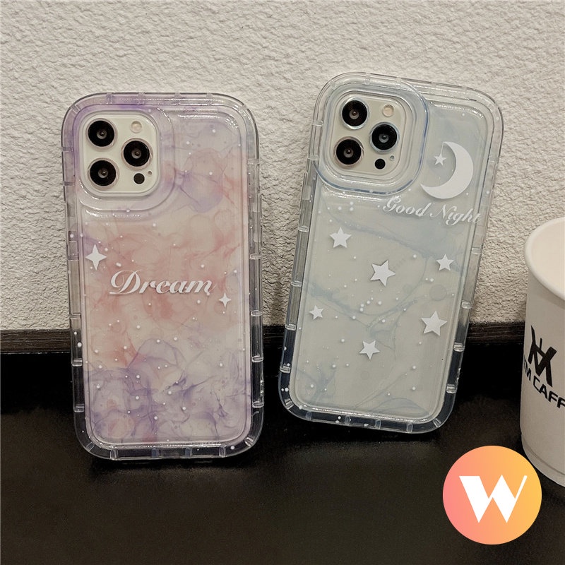 Fantasi Langit Berbintang Casing Tpu Lembut Kompatibel Untuk iPhone 11 Pro Max 7Plus XR X 6Plus 8Plus XS Max 13 12 11 14 Pro Max Gradasi Bintang Bulan Shockproof Airbag Pasangan Ponsel Cover