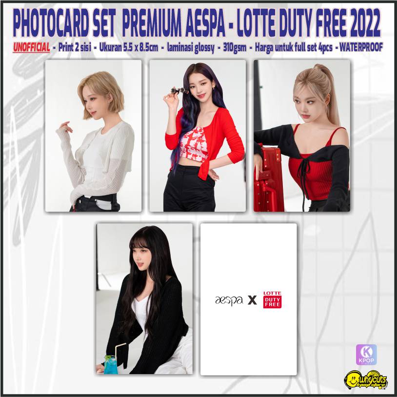 Unofficial Photocard Set Premium Aespa Lotte / print 2 sisi laminasi glossy / anti air isi 4 pcs