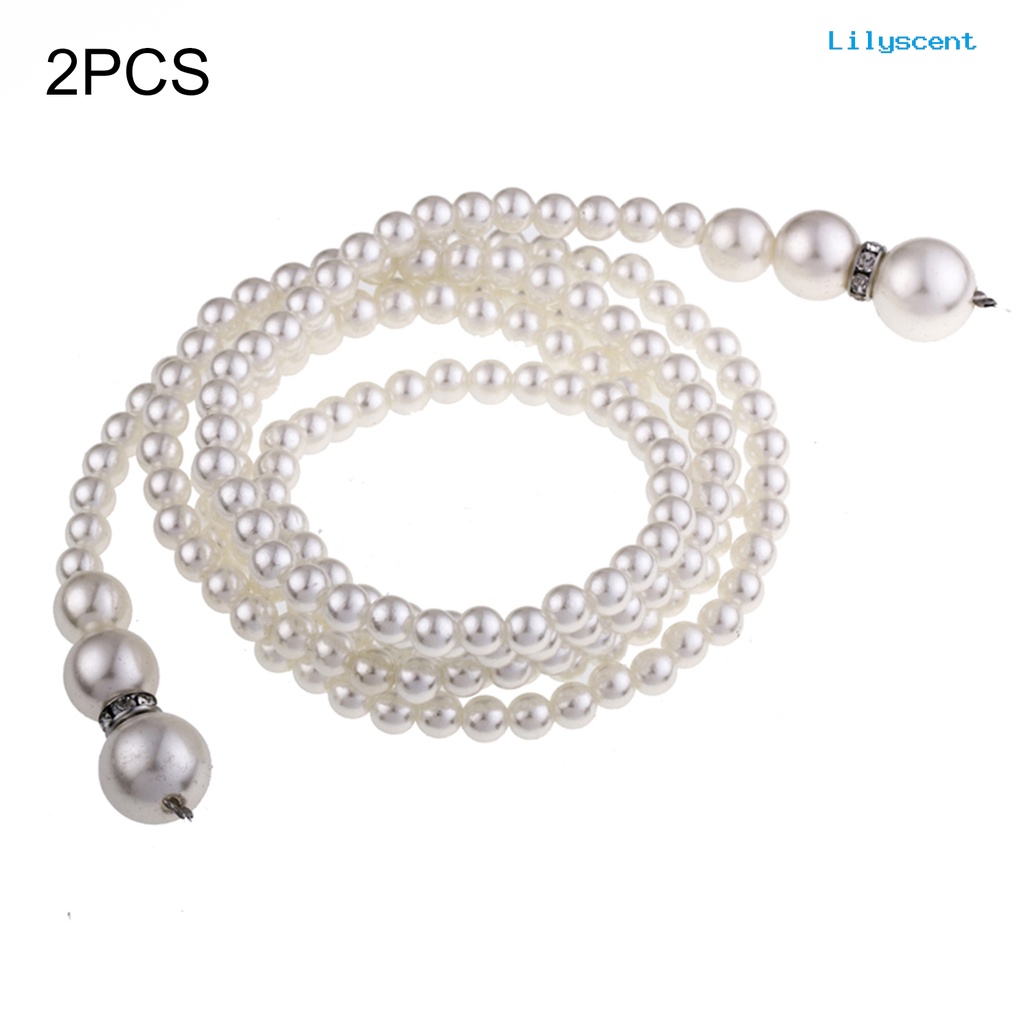 [LS]2Pcs /Set Panjang Mutiara Imitasi Double Layers Knotted Rantai Wanita Kalung