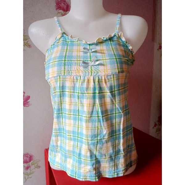 preloved kensi tanktop kotak hijau anak remaja