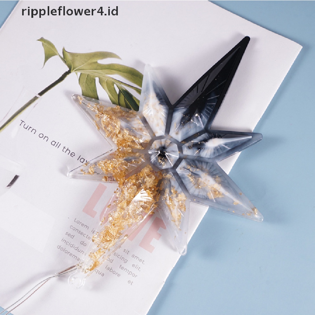 {rippleflower4.id} Cetakan Silikon Bintang Segi Delapan Dekorasi Natal Ornamen Membuat Cetakan Resin Epoxy~