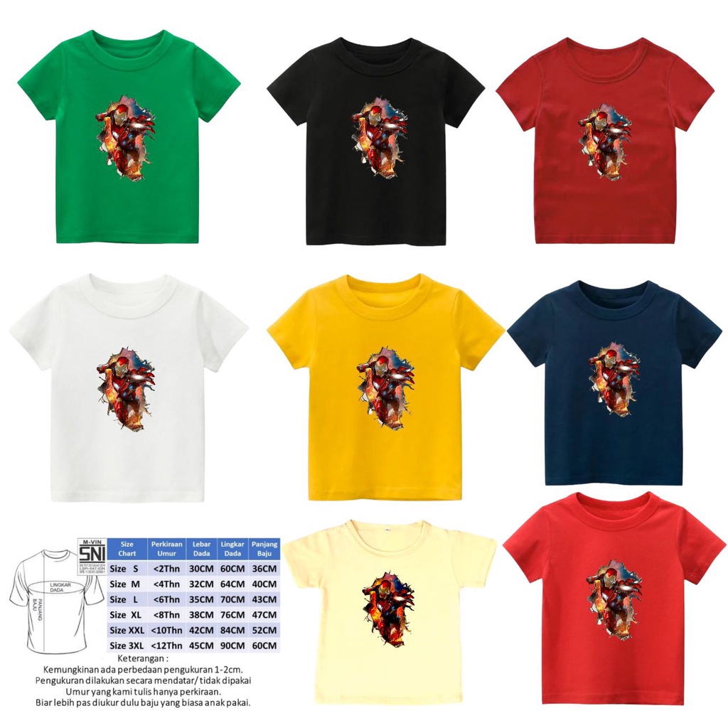 KAOS ANAK IRON MAN - ATASAN ANAK SUPERHERO - BAJU ANAK 1-12 TAHUN MALVIN