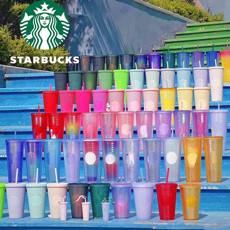 710ML Starbucks Tumbler Cangkir jerami Durian Cup Glitter Diamond Studded Cangkir Dapat Digunakan Kembali Tumbler Minum Starbucks