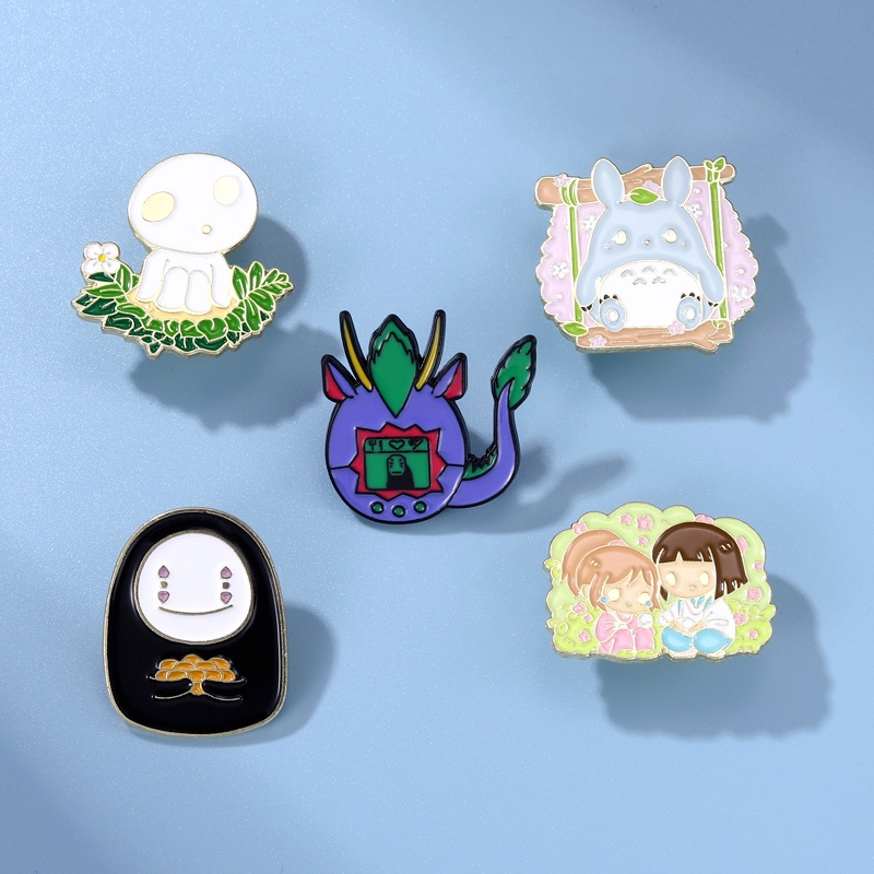 Anime Jepang Peripheral Lapel Pin Lucu Totoro Bros Tanpa Wajah Laki-Laki Lencana Hadiah Untuk Teman Pakaian Aksesoris Perhiasan