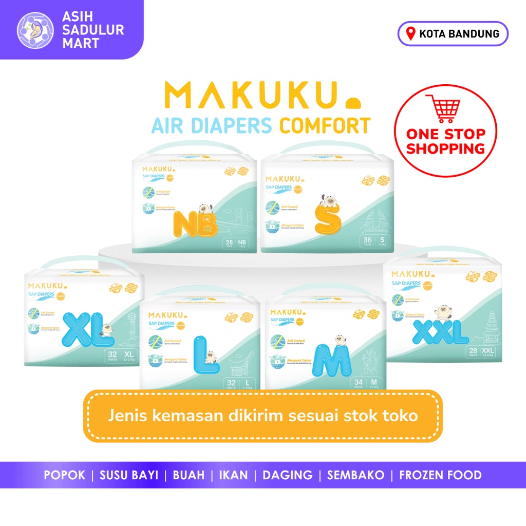 Makuku Air Diapers Comfort Ekonomis S36 M34 Tape L32 XL32 XXL28 Pants