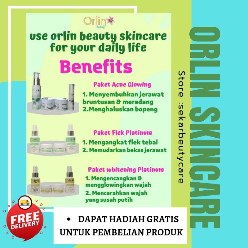 TERLARIS ! ( DAPAT HADIAH GRATIS ) ORLIN SKINCARE / ORLIN BEAUTY SKINCARE / ORLIN / PAKET ACNE / PAKET FLEK / PAKET WHITENING PLATINUM BIKIN WAJAH CERAH PUTIH BERSIH MENYEMBUHKAN JERAWAT BIKIN GLOWING CANTIK