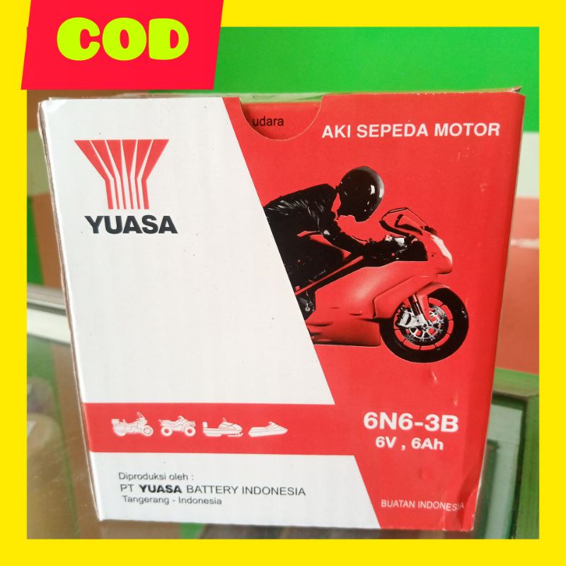 AKI ACCU BASAH YUASA 6N6 3B 6VOLT AKI GL 100 125 CG ACCU YUASA AKI 6N6-3B (6VOLT 6 AMPERE) RX KING L