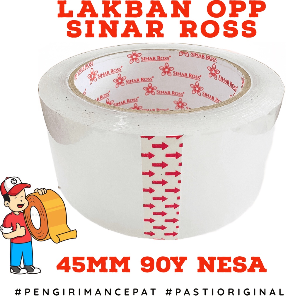 

Lakban OPP SINAR ROSS Bening/Coklat 2 inch 45mm 90 Yard NESA PER 1 ROL