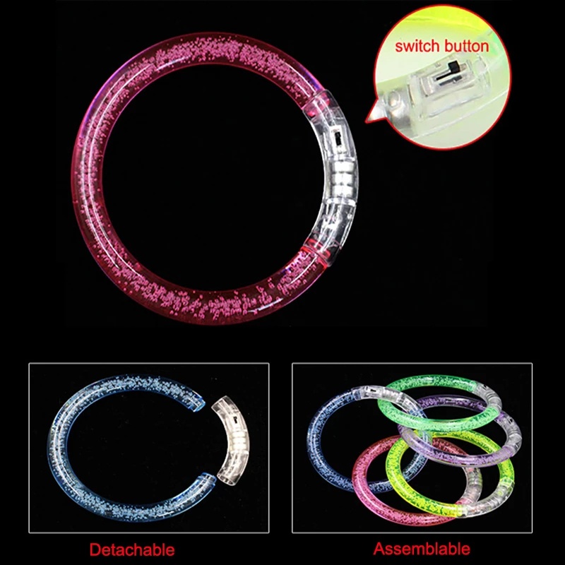 [Harga Grosir] 1pcs Removable Glow Sticks Bracelets Acrylic Wrist LED Luminous Bracelet Single Warna Acak LED Kedip Gelang Perlengkapan Pesta Untuk Pesta Pernikahan