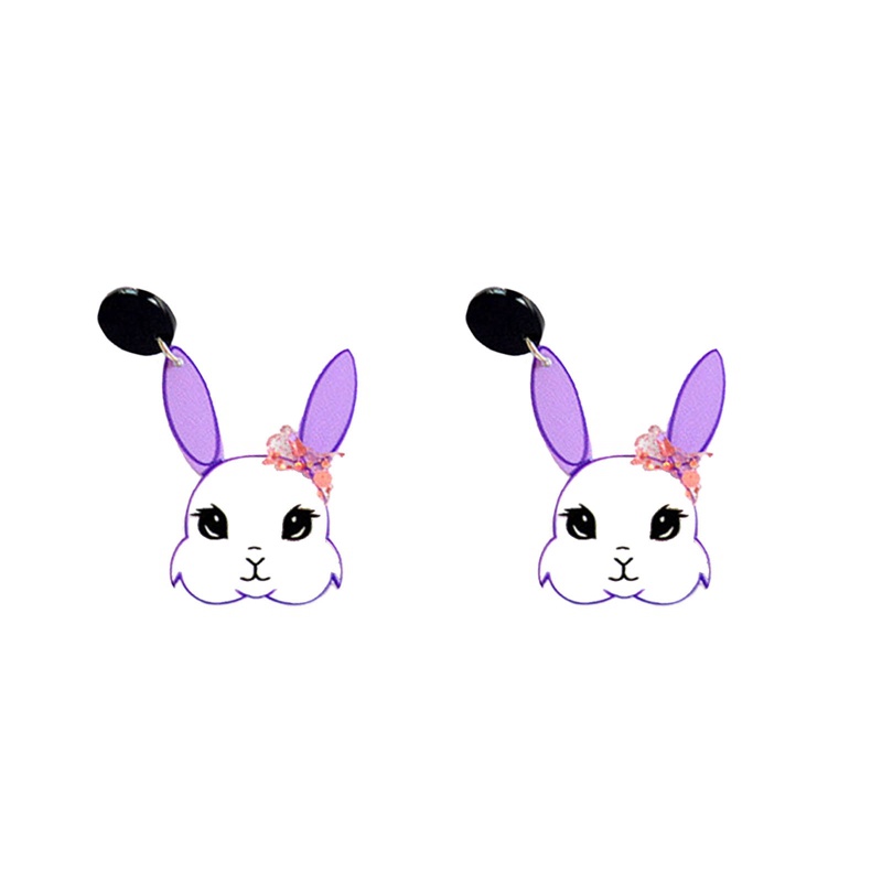 Fancyqube Korea Fashion Kelinci Lucu Statement Anting Akrilik Untuk Wanita Aesthetic Hewan Liontin Aksesoris