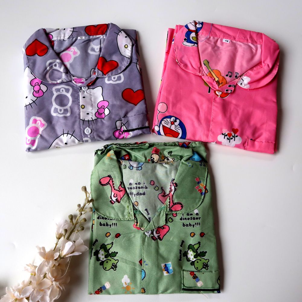 Setelan Baju Tidur Anak Perempuan Piyama Motif 1-4 Tahun