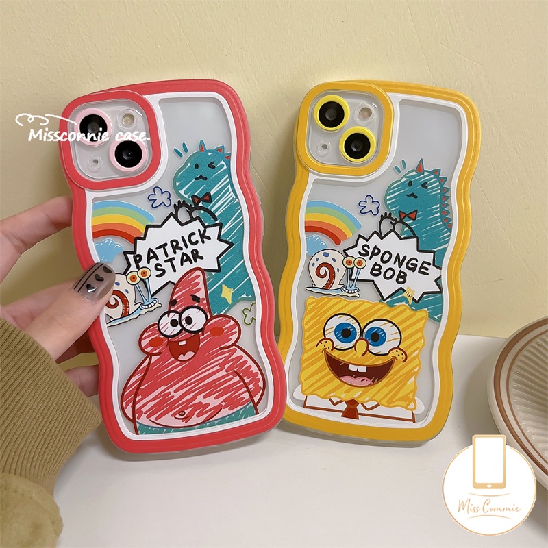 Redmi 12C A1 9 10 A1+9A 9T 10C 9C 10A Note 11Pro+11 10 10s 9 8 9Pro Note 9s 11s 10Pro Mi 11T Pro PO CO X3 NFC Pro M3 SpongeBob Patrick Star Lucu Dinosaurus Couple Gelombang Casing Edge