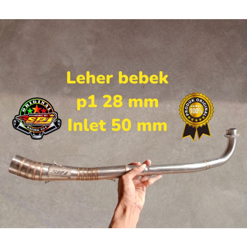 leher knalpot header pipa bebek pipa 28 mm inlet 50 mm srj racing ori original supra x 125 grand leg