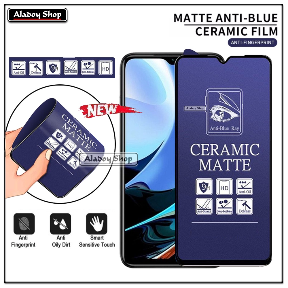 PAKET 3IN1 Anti Gores Blue Matte Anti Glare Xiaomi Redmi 9T + Tempered Glass Camera dan Skin Carbon