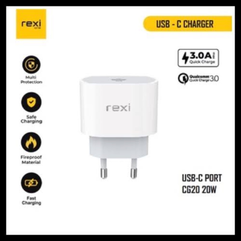 Rexi CG201 USB-C Port Charger 20 w Charge Rexi Type C