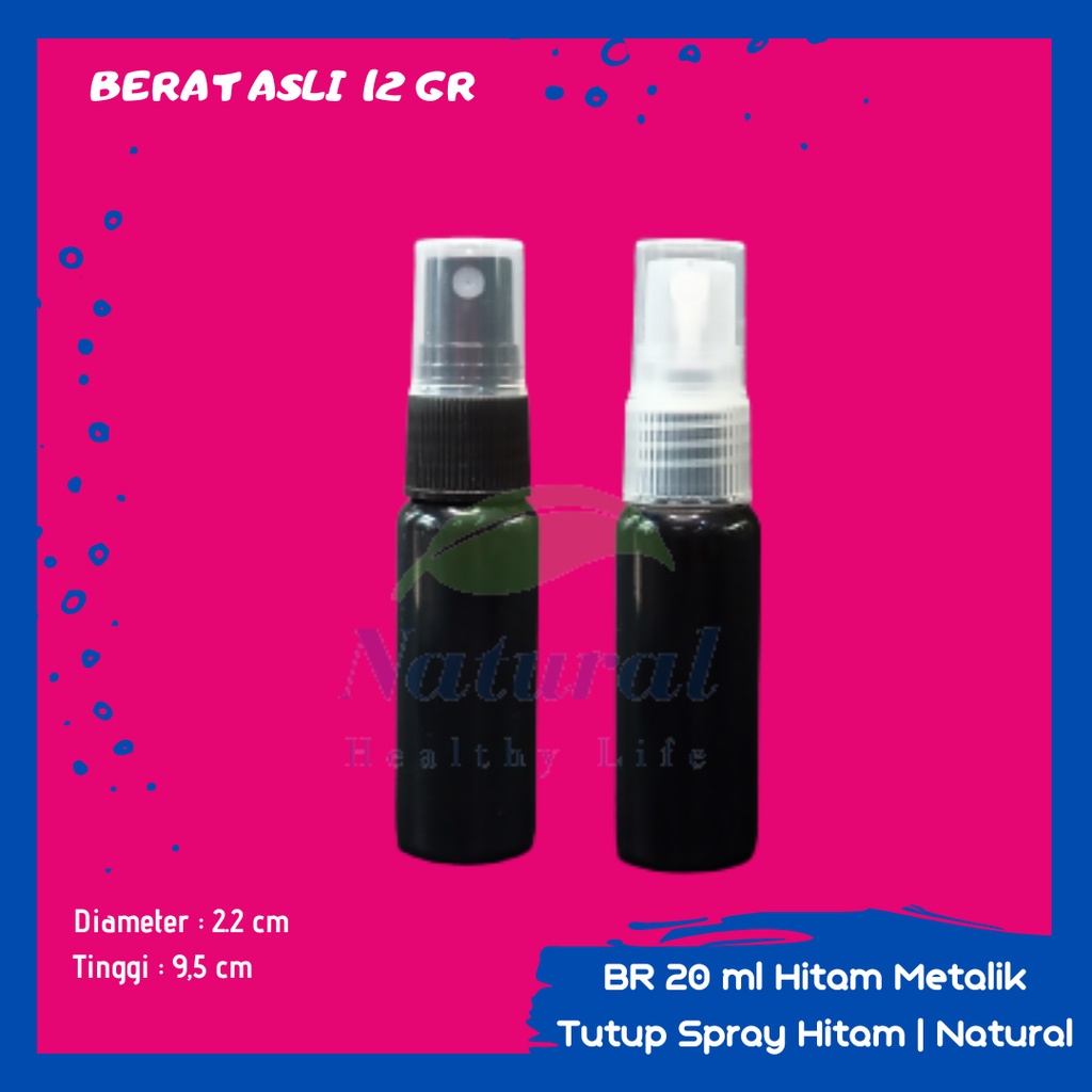 BOTOL 20ML HITAM SPRAY BAHAN PET NECK 18