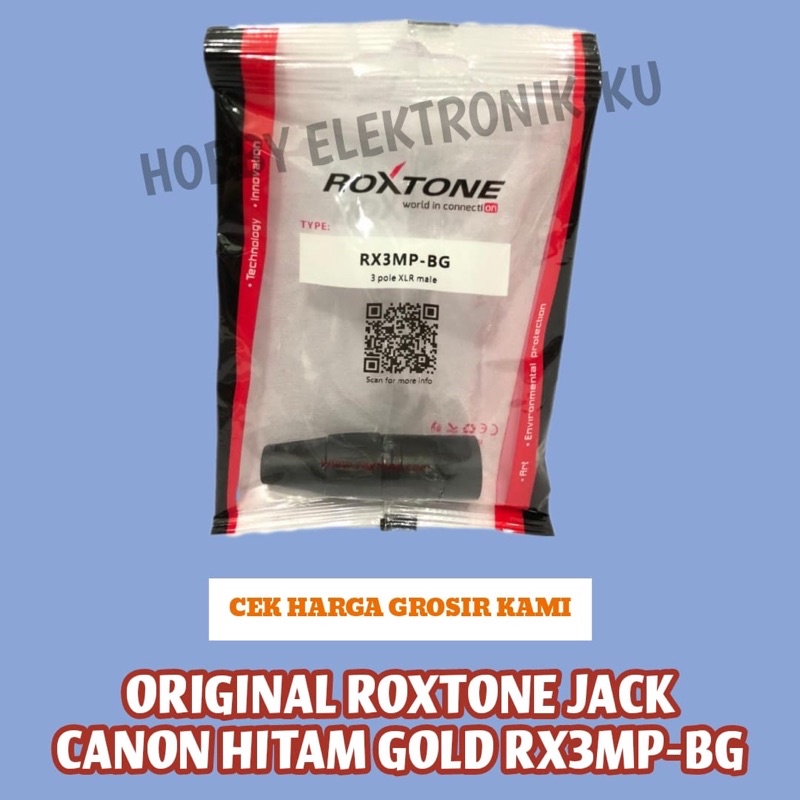 JACK CANON MALE XLR 3PIN HITAM GOLD ROXTONE RX3MP-BG