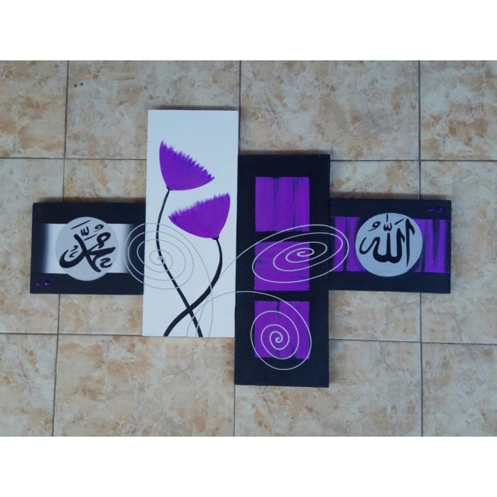 

Lukisan Kaligrafi - Lukisan Panel Kaligrafi Bunga Abstrak Ungu - Xlxcdriyoni