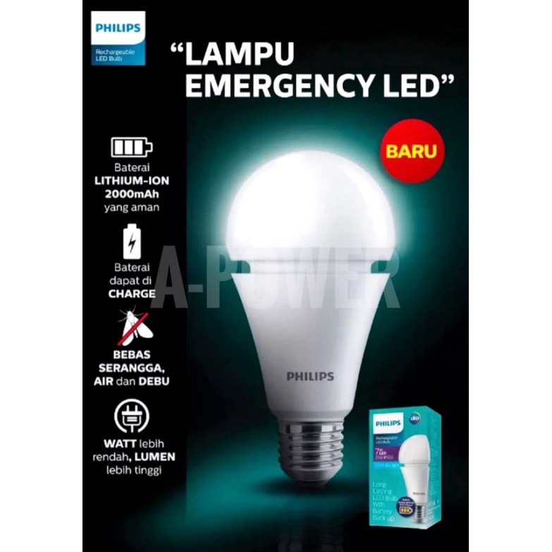 Philips - Lampu LED Bulb/Bohlam Emergency 9W (Putih)