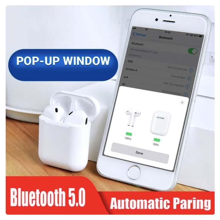 VICLOOK COD Bluetooth Earphone TWS i12 Wireless Bluetooth Headset Inpods 12 Dengan Pelindung Kartun Silicone Case