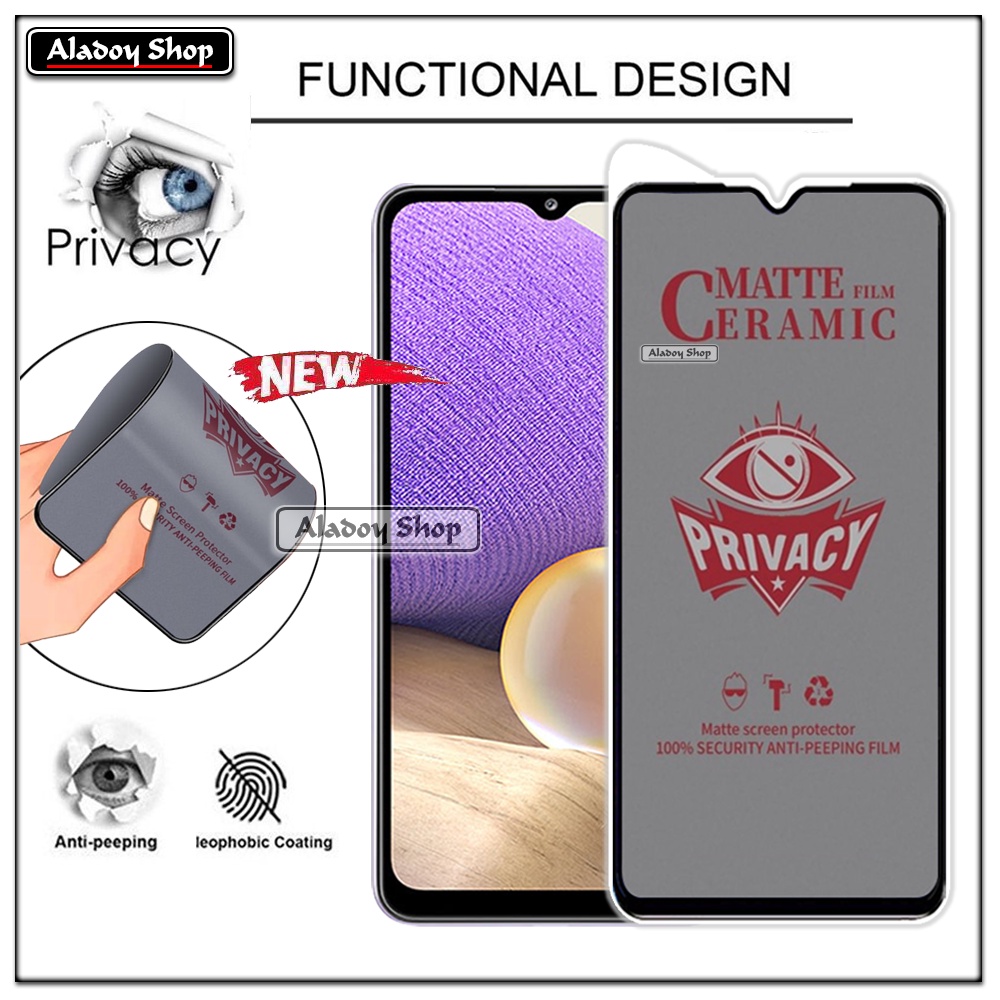 Tempered Glass Anti SPY Samsung A32 5G Anti Gores Privacy + Tempered Glass kamera dan Skin Carbon