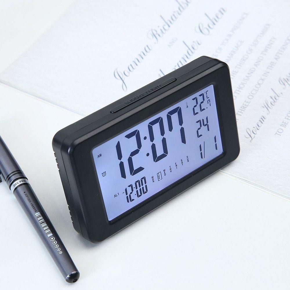 Solighter Jam Alarm Digital Backlight Kreatif Suhu Jam Angka Kalender