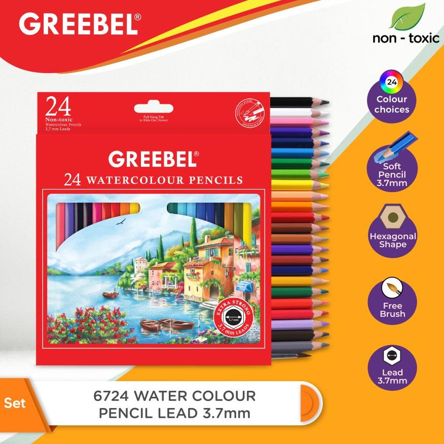 

Update Greebel Watercolor Watercolour Pensil Pencils Bonus Kuas Kualitas Tinggi / Greebel 6724 - 3.7 Mm Water Colour Pencil 24 Warna / Watercolor Watercolour Pensil Pencils Bonus Kuas Dengan Kualitas Tinggi Tidak Beracun Non Toxic Serta Tidak Berdebu /