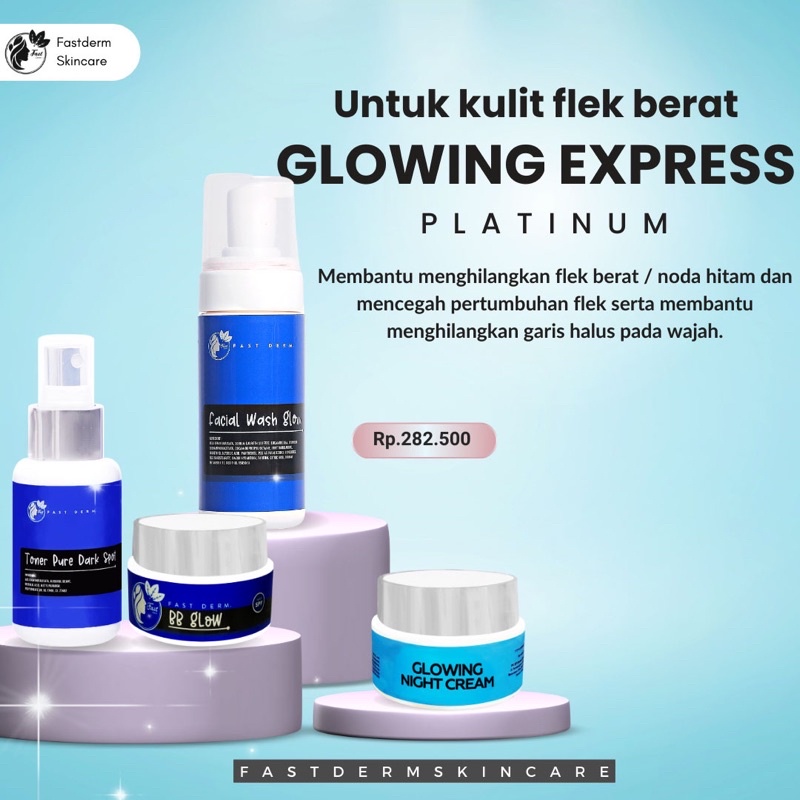 READY COD ‼️ FASTDERM PAKET PLATINUM GLOWING EXPRESS FAST DERM BIRU NIGHT CREAM SETARA FARMASI ORIGI