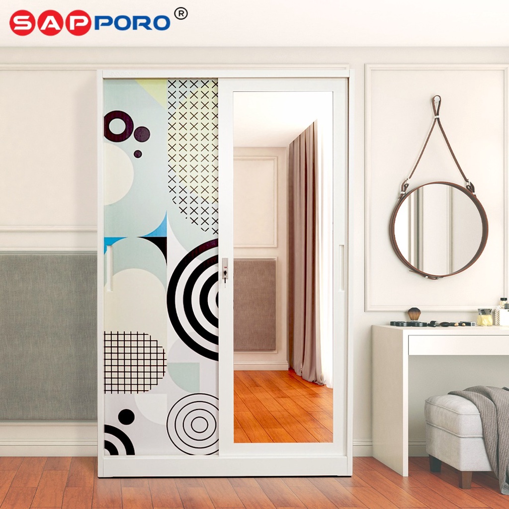 SAPPORO ROME - Lemari Baju Pakaian Sliding Door Cermin