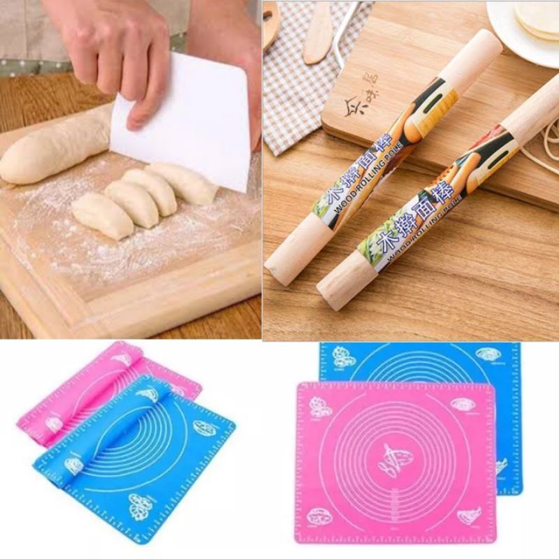 Alas Tatakan Adonan Kue Silikon Silmat Anti Lengket / Alas Giling Adonan / Kayu Penggilas Adonan