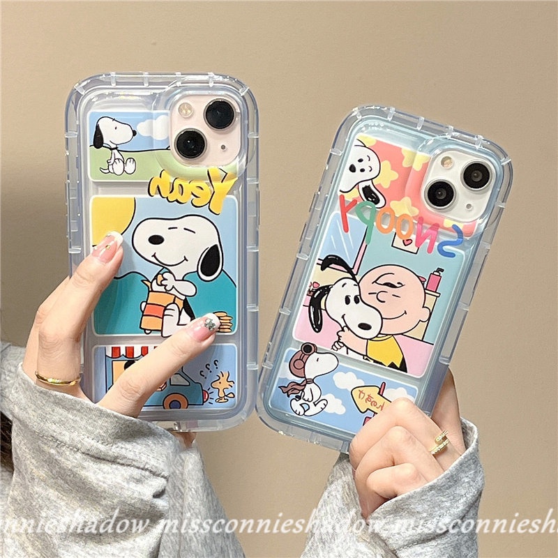 Casing Ponsel Tahan Guncangan Bening Kompatibel Untuk iPhone 7Plus 8Plus 11 Pro Max14 13 12 Pro MAX XR 7 8 6 6S Plus X XS MAX Kartun Lucu Snoopy Transparan Airbag Lembut TPU Penutup Belakang