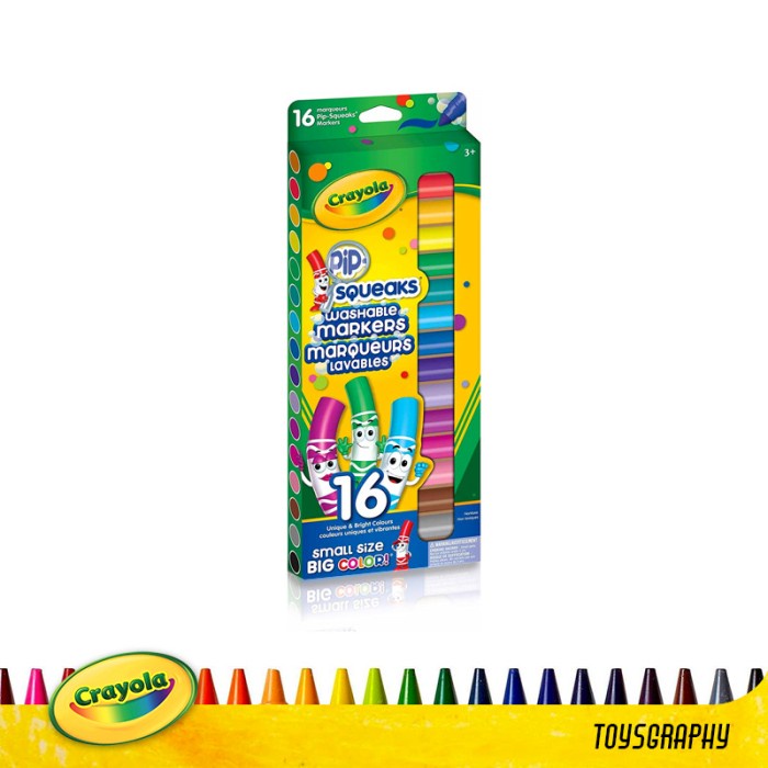 

CRAYOLA PIP SQUEAKS WASHABLE MARKERS 16 CT BRIGHT COLOR SPIDOL DICUCI