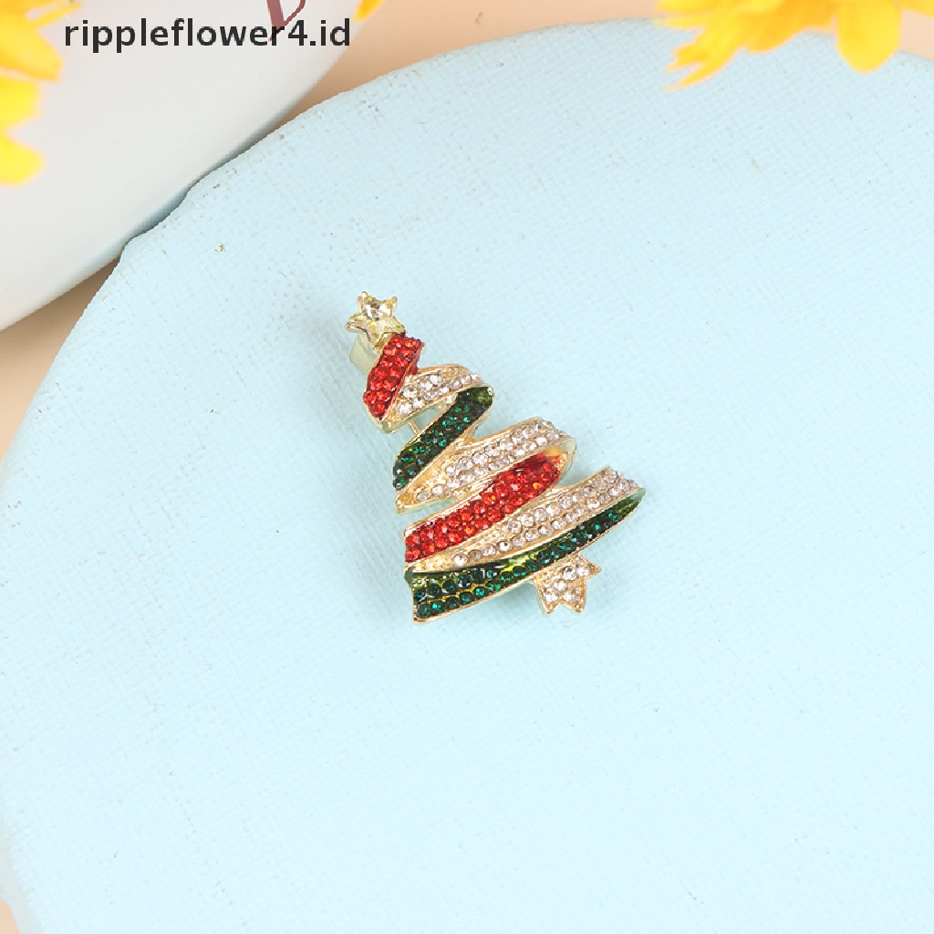 {rippleflower4.id} Berlian Imitasi Pohon Natal Bros Wanita Kecantikan Klasik Tahun Baru Bros Pin Hadiah~