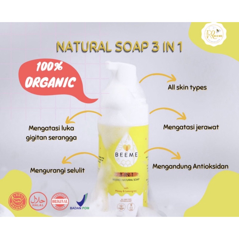 BEEME NATURAL SOAP 3 IN 1