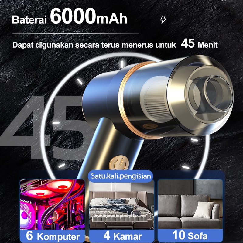 AmazeFan 16000Pa 60000rmp Air Duster Blower Portable Mobil Kuat 4 in 1 Blowing/Inflating/vacum cleaner portable Lighting Penghisap Debu Tanpa Kabel Electric Rechargeable Air Cleaner