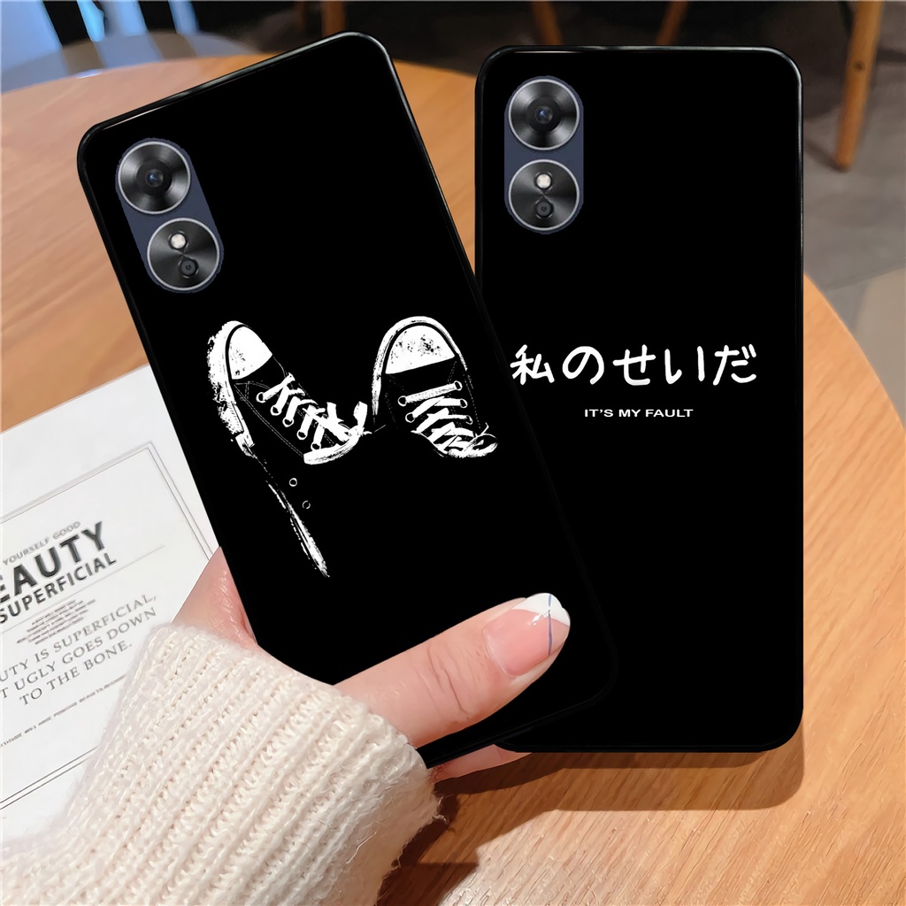 [OP149] Custom HARDCASE SOFTCASE Glossy ALL TYPE OPPO A17 A17K MOTIF BLACK AESTHETIC DESIGN PREMIUM