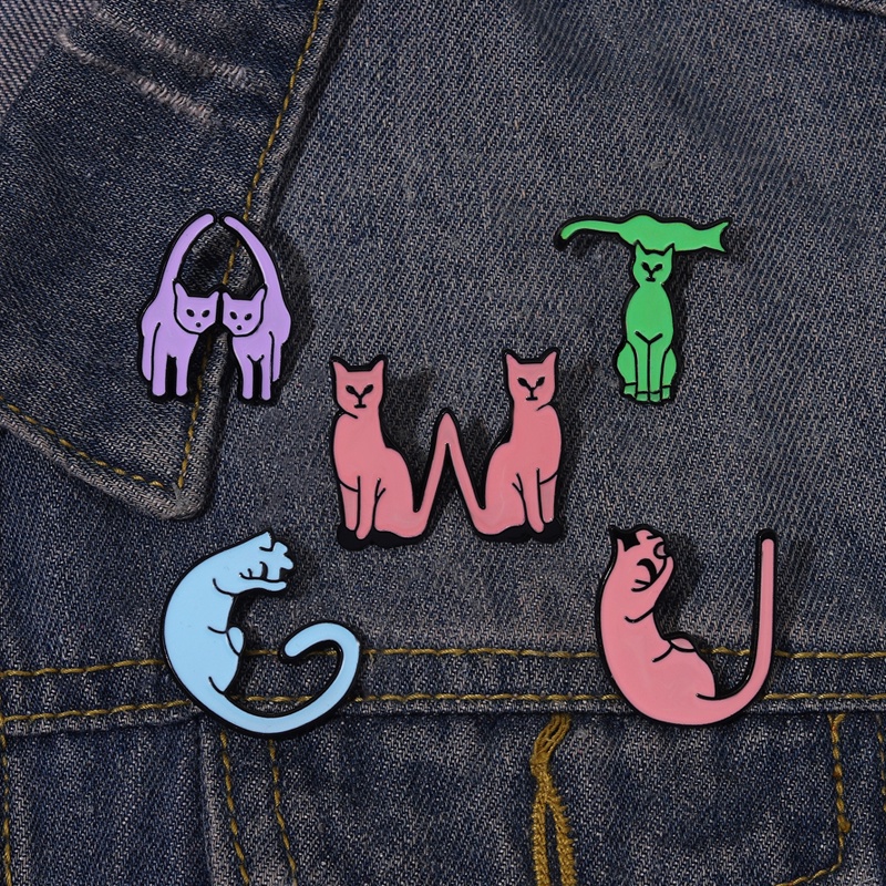 Lucu Alfabet Kucing Enamel Pin Lucu Kitten Bros Lencana Kerah Pin Kartun Hewan Lencana Perhiasan Hadiah Kekasih Kucing Untuk Teman