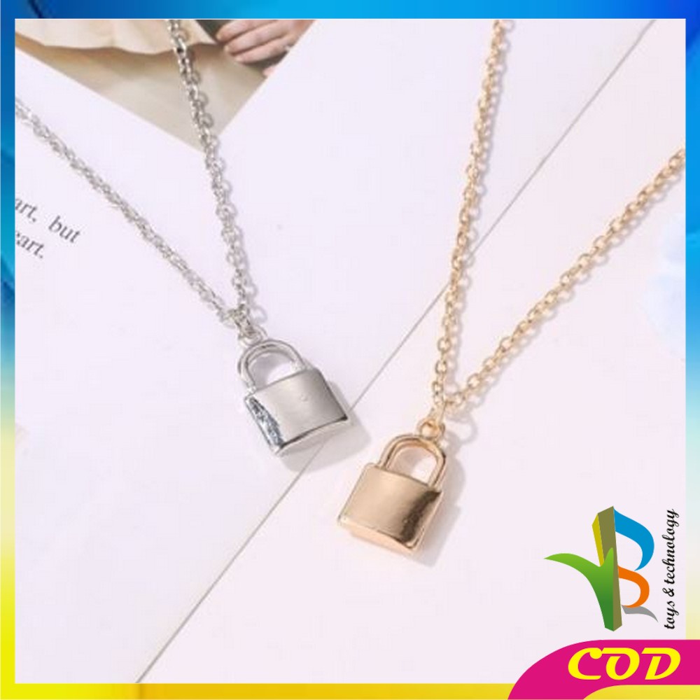 RB-K57 K58 Korean Fashion Kalung Gembok Kunci Retro Kalung Rantai Wanita Lapis Emas Liontin Simple / Lock Key Wanita Pria Retro / Kalung Kunci Multi Layer