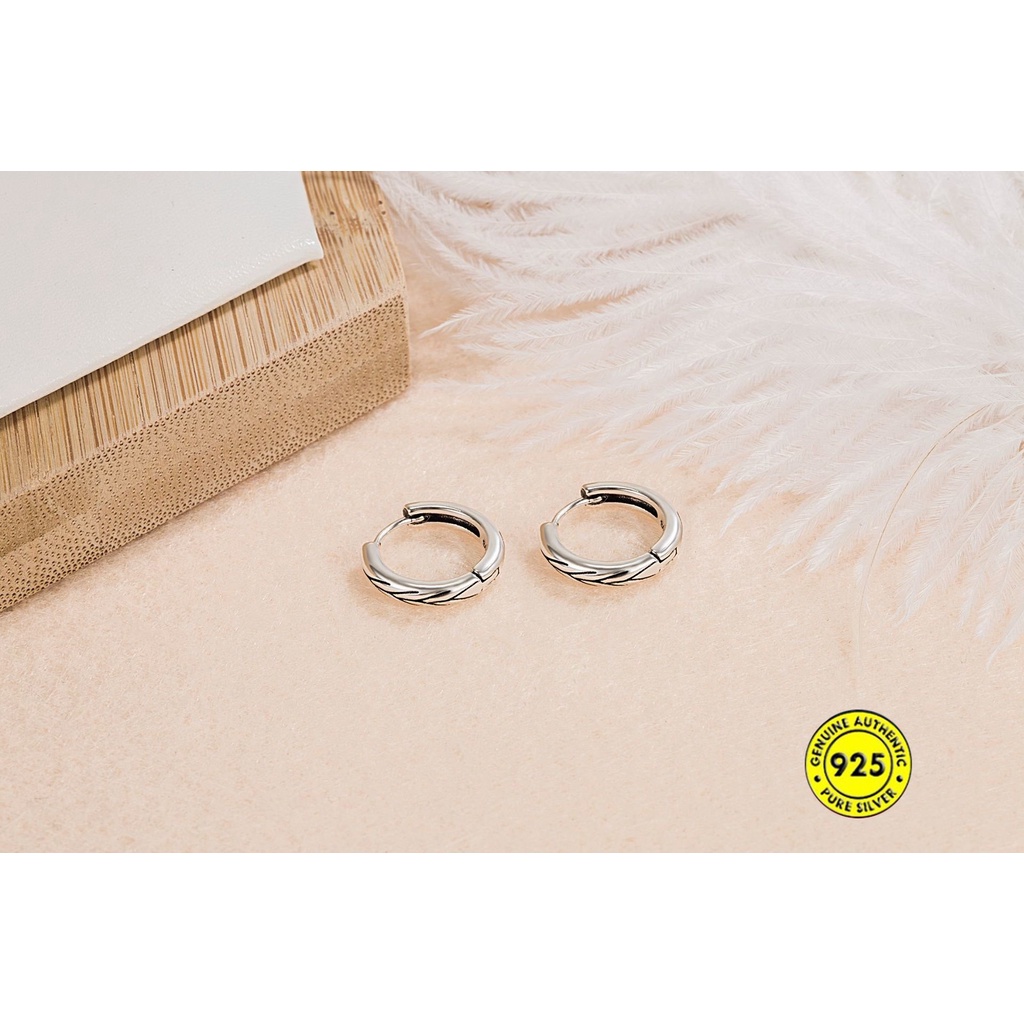 Anting S925 Alloy Perak Pria Sinomenium Acutum Earrings U1188