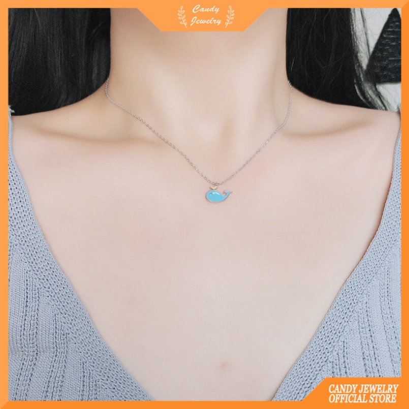 Sangat indah Kalung Liontin Necklaces Warna Perak Whale Dolphin Perhiasan Kalung Choker Wanita Mode Jewelry