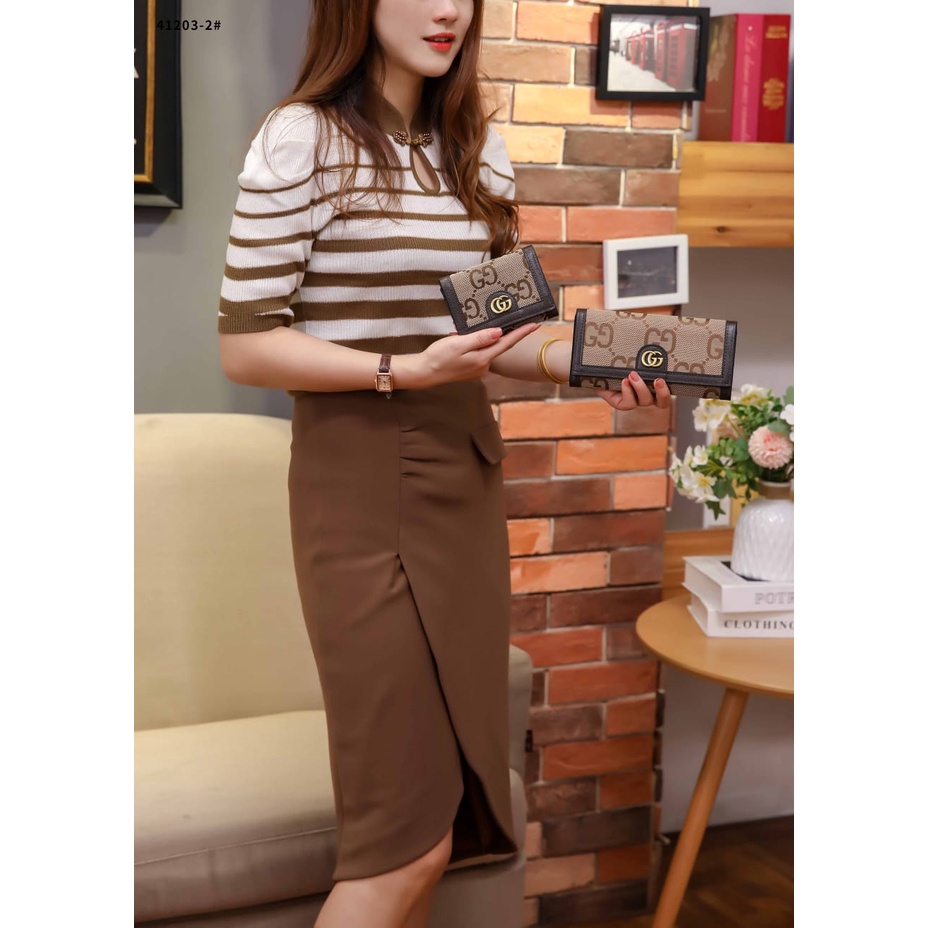 GC GG Wallet Canvas Gold Hardware 41203-2 41203-1