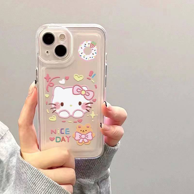 IPHONE Casing Ponsel Lembut Kelinci Lucu Kompatibel Untuk Iphone14 13 12 11 Pro XS Max Casing Tahan Guncangan X XR 78 Plus Cover TPU Transparan