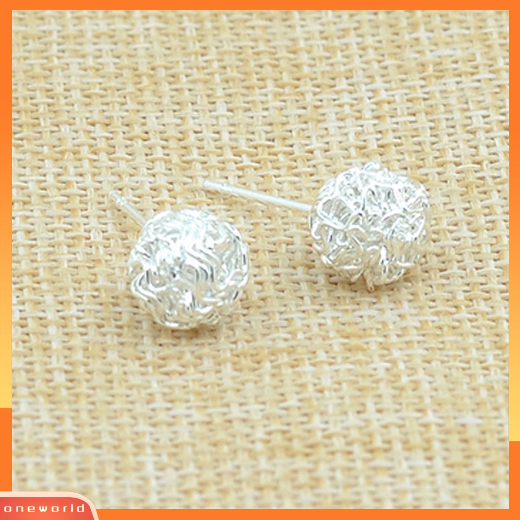 [WONE] 6pasang /Set Ear Studs Multiple Nyaman Dipakai Aksesoris Wanita Kawat Bentuk Bola Ear Studs Untuk Kehidupan Sehari-Hari